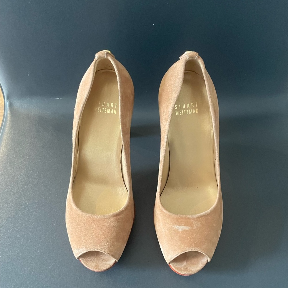 Stuart Weitzman Beige Peep Toe Heels